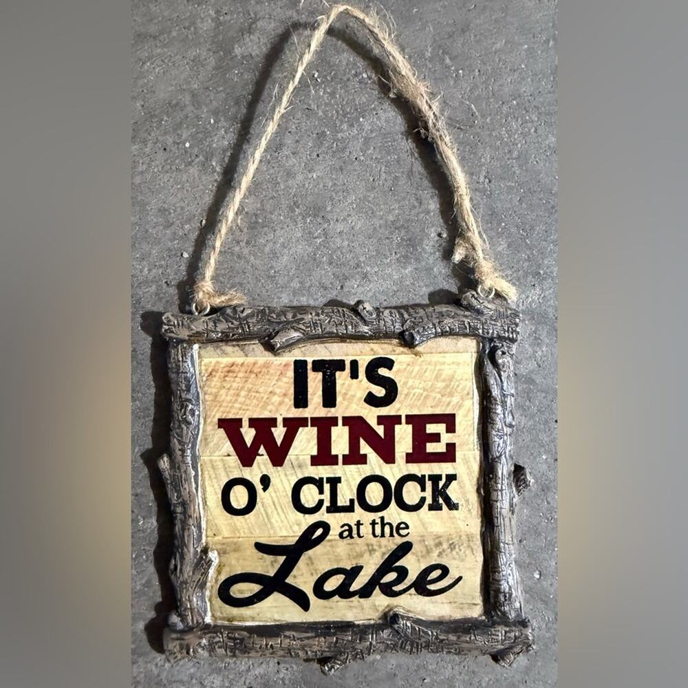 Rustic Wine O'Clock Wall Sign